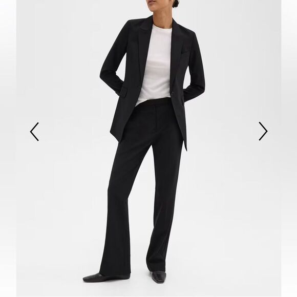 Theory $345 Etiennette Blazer Good Italian Wool Solid Black Career Designer 10